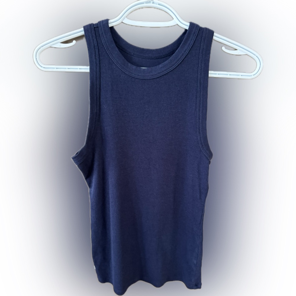 a new day Dark Blue Ribbed Top
